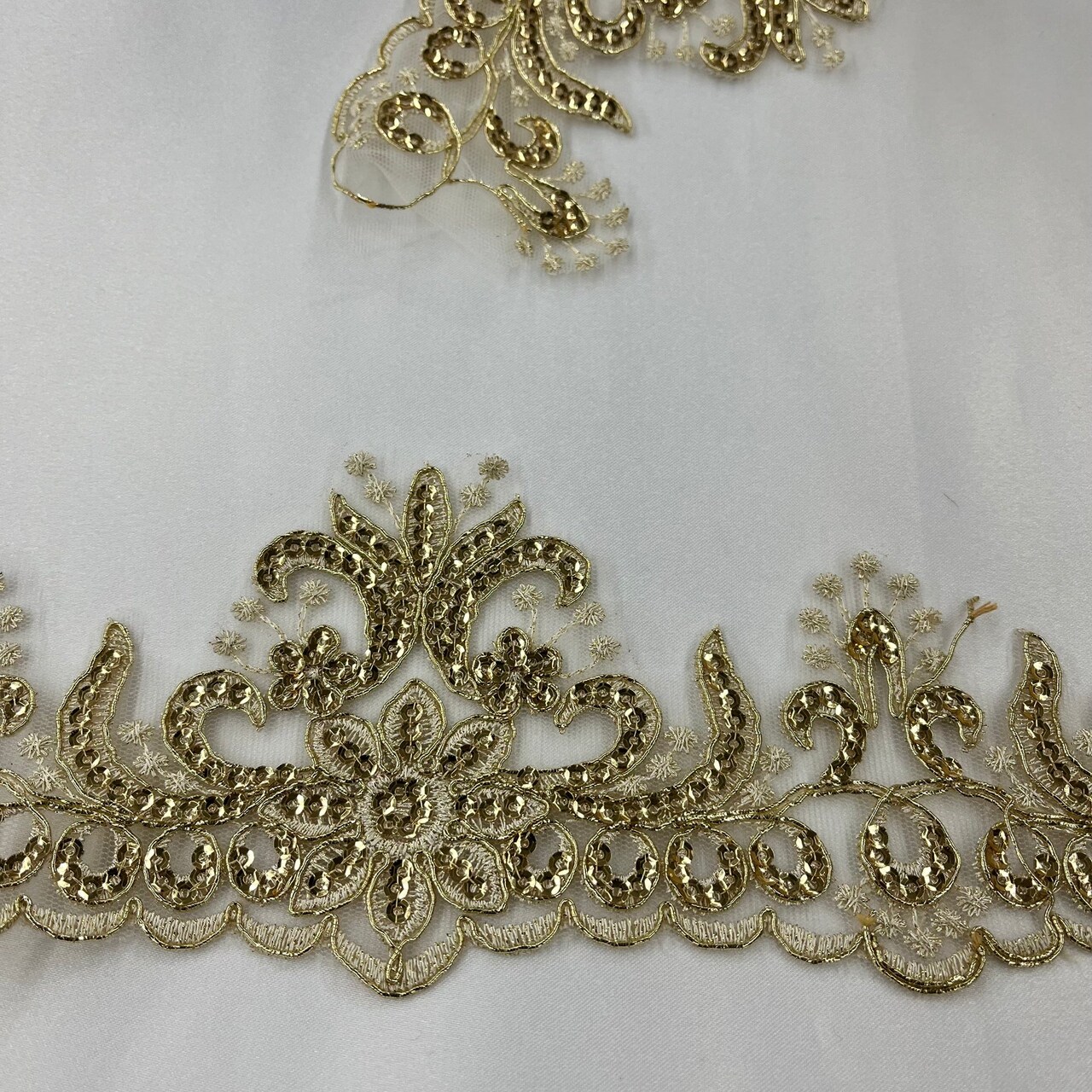 1 Yard Floral Beaded Corded Lace Trim 3.5" Wide Embroidered 100% Polyester Mesh for Special Dresses